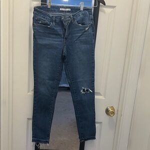 Levi's Women's Dark Blue Ripped Skinny Jeans